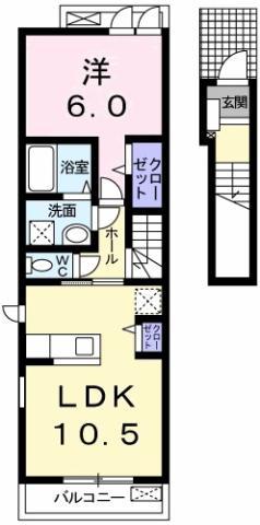 フィオーレIII(1LDK/2階)の間取り写真