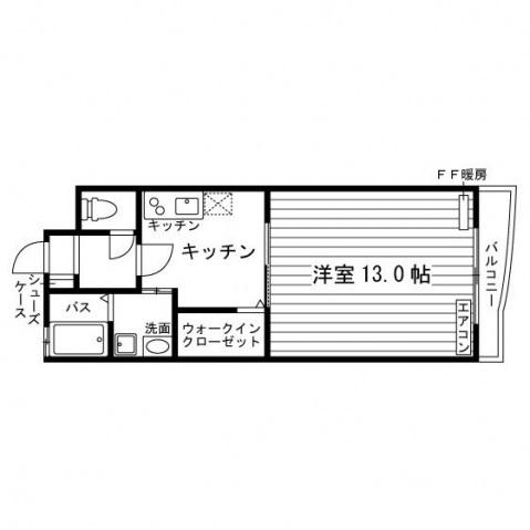 アルソ矢幅(1K/3階)の間取り写真