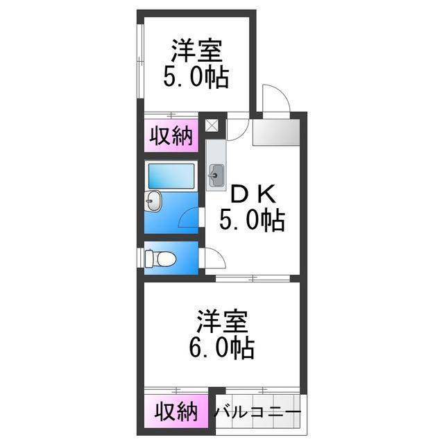 パークサイドマンション(2DK/4階)の間取り写真