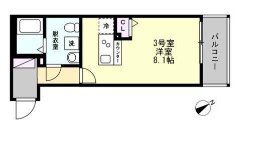 ベイルームリアナ堀ノ内(1K/3階)の間取り写真