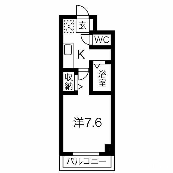 パークサイド錦 I(1K/1階)の間取り写真