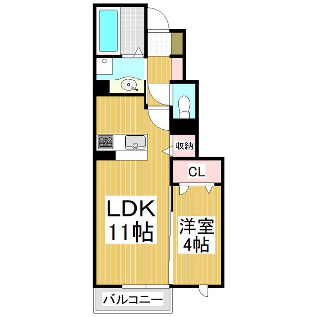 CALMO LUNA(1LDK/1階)の間取り写真
