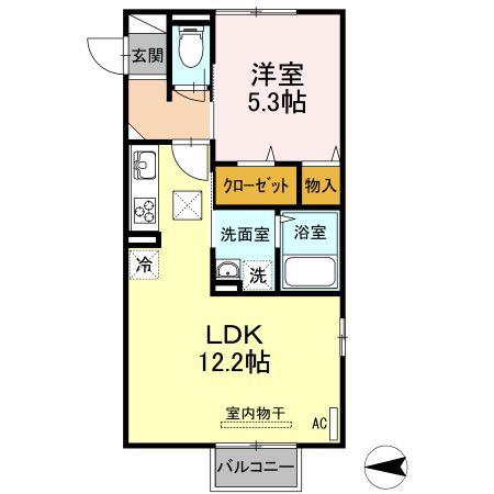 RECENTE浜町(1LDK/1階)の間取り写真
