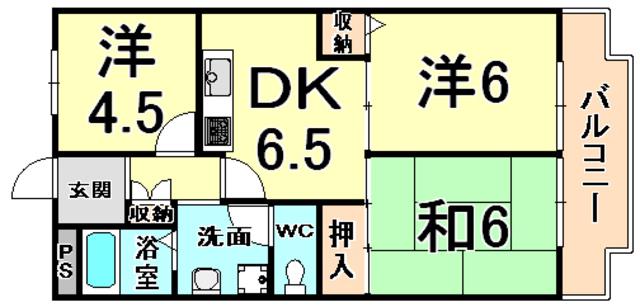 メゾン兵庫(3DK/2階)の間取り写真