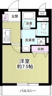 B CASA 川崎大師(1K/4階)の間取り写真