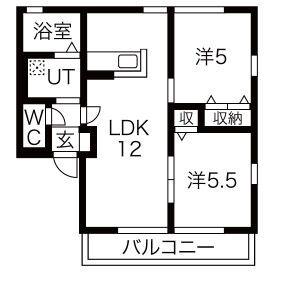 ハニーハイツA(2LDK/2階)の間取り写真