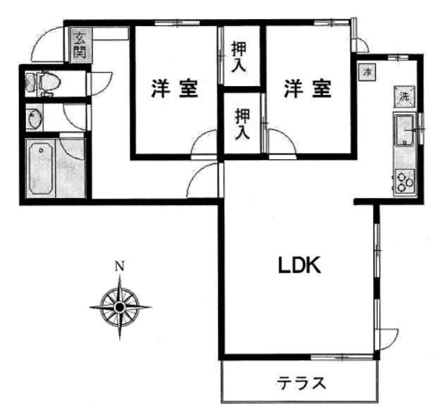 ガーデンハウス浜田山(2LDK/2階)の間取り写真