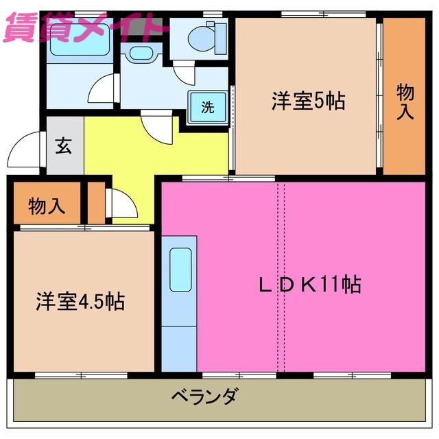 フェリーナ111(2LDK/5階)の間取り写真