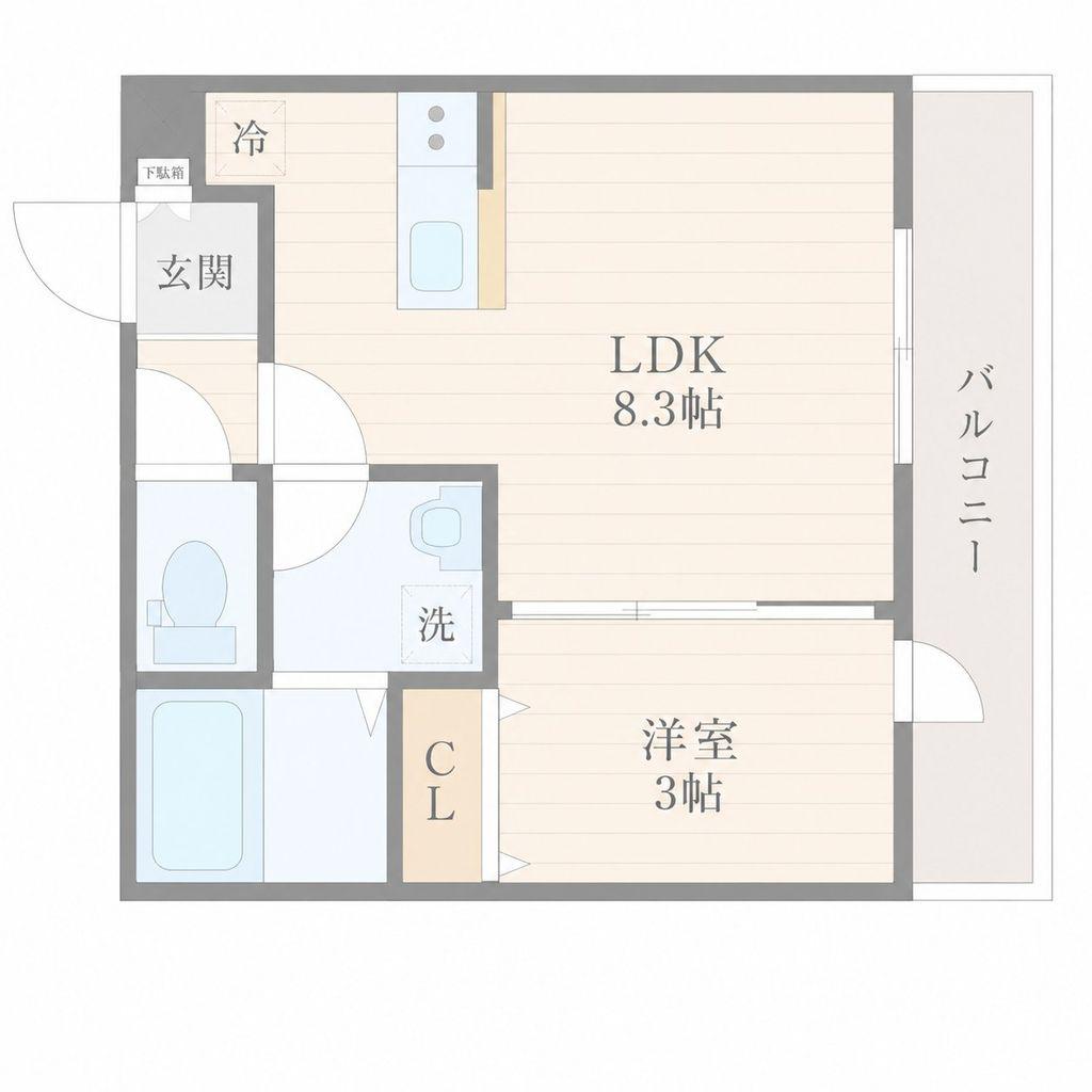 エクシリア泉中央(1LDK/2階)の間取り写真