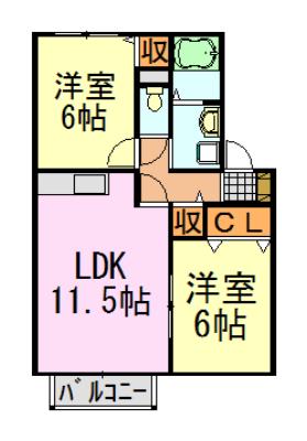オーパスSOGA(2LDK/2階)の間取り写真