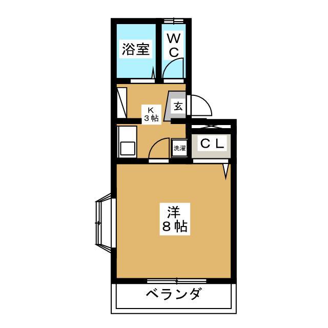 ゼファーマンション(1K/2階)の間取り写真