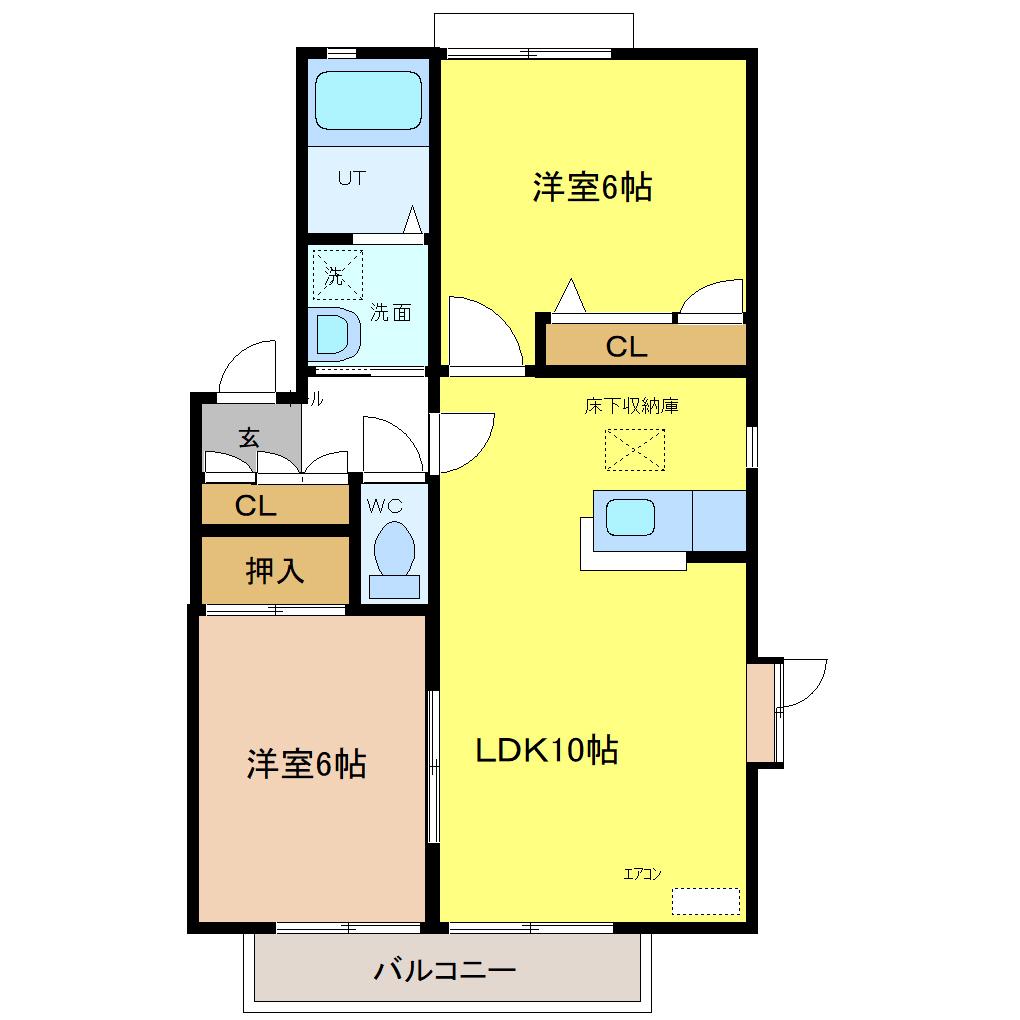クレール将監(2LDK/1階)の間取り写真