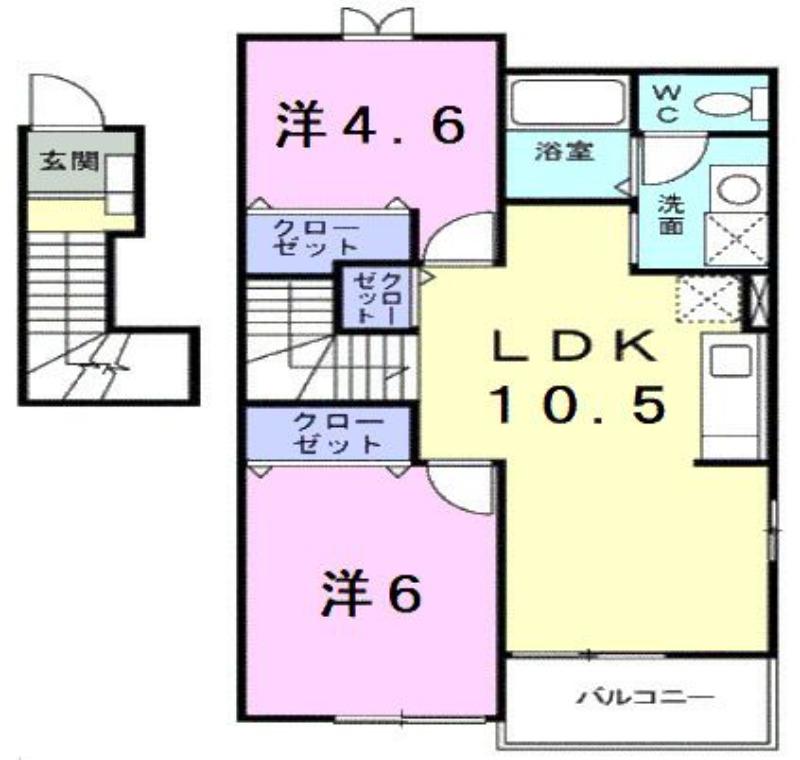 キャピタル広瀬 III(2LDK/2階)の間取り写真