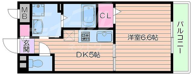 第12関根マンション(1DK/6階)の間取り写真