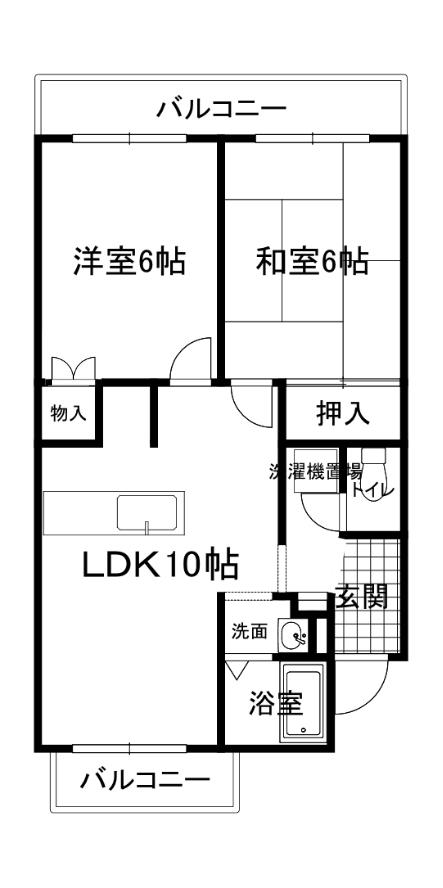 コーポ高野口(2LDK/2階)の間取り写真