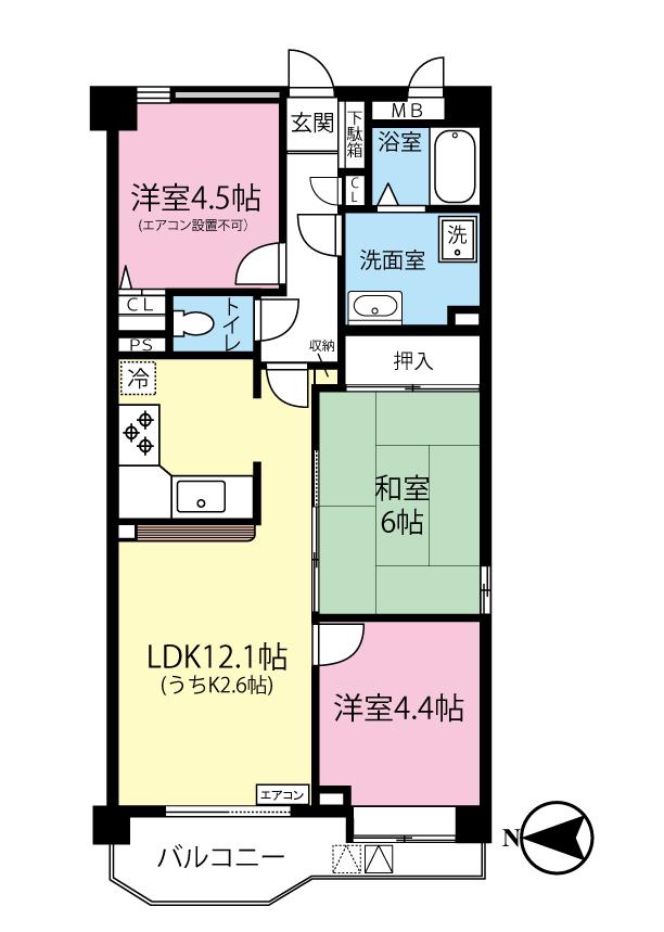 イーストヴィレッジ(3LDK/3階)の間取り写真