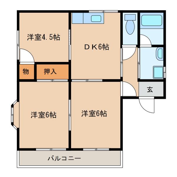 ソフィア壱番館(3DK/3階)の間取り写真