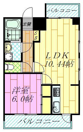 工芸館きうち2(1LDK/8階)の間取り写真