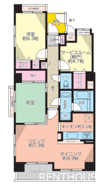 ランドコート調布南(2SLDK/3階)の間取り写真