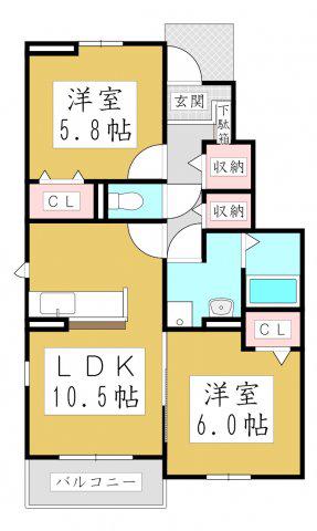 YH・ルガード(2LDK/1階)の間取り写真