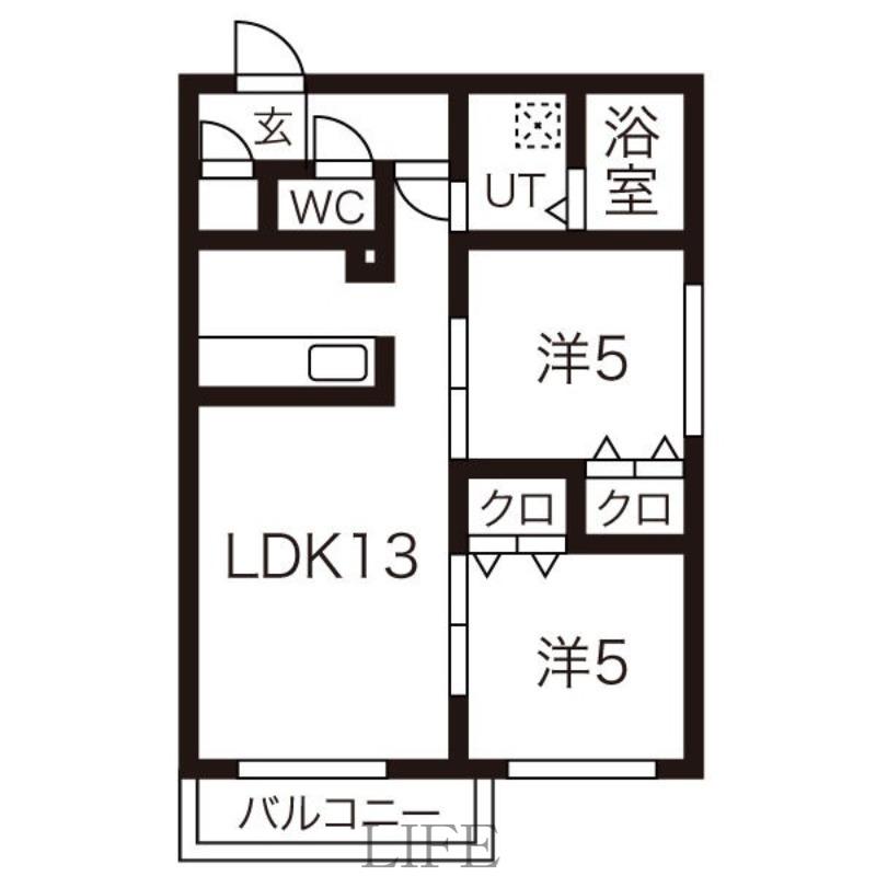 バーニーズブロン(2LDK/3階)の間取り写真