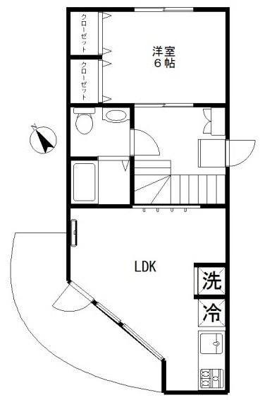 タナキアアパート(1LDK/3階)の間取り写真