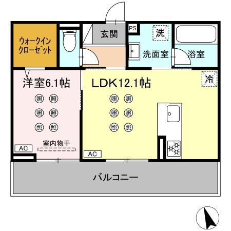 D-ROOM原町(1LDK/1階)の間取り写真