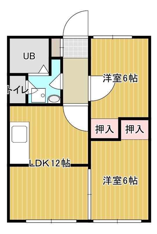 レジデンスB(2LDK/2階)の間取り写真