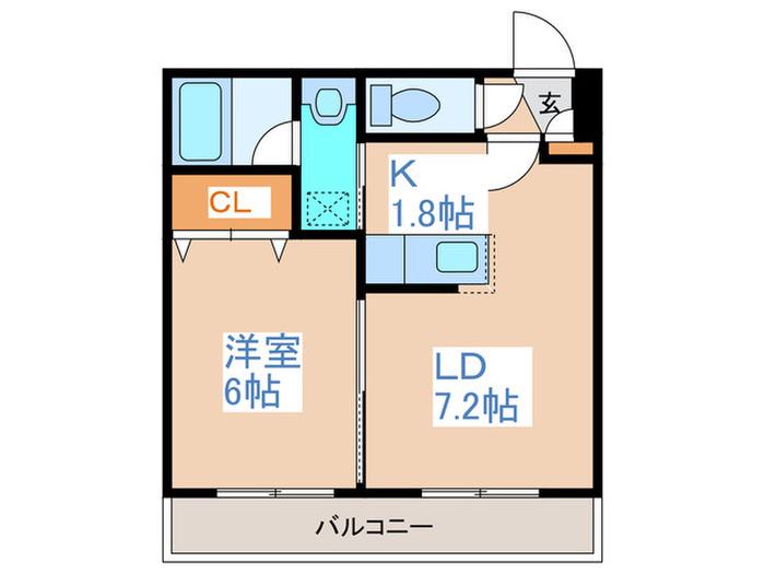 ブランノワール厚別中央(1LDK/1階)の間取り写真
