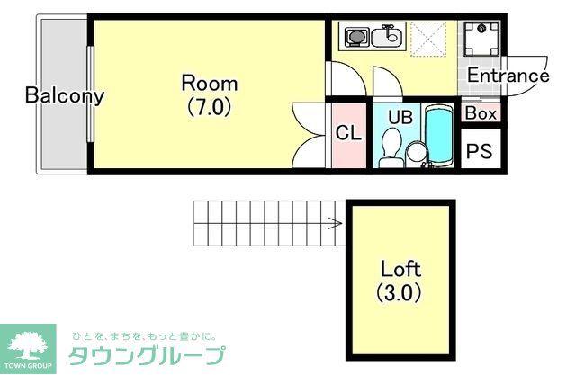 フラットウエストI(1K/2階)の間取り写真