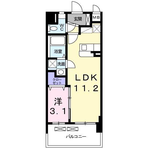 フォレスタ春日(1LDK/2階)の間取り写真