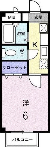 ミニヨン・T・I(1K/2階)の間取り写真
