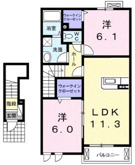 ファインステート(2LDK/2階)の間取り写真