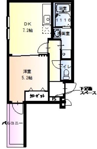 フジパレス山之内II番館(1DK/3階)の間取り写真