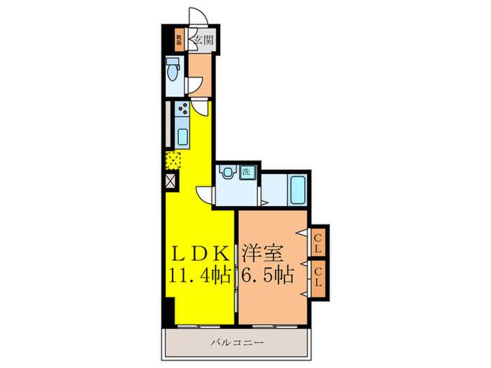 アルンドーインディカ 茨木(1LDK/5階)の間取り写真