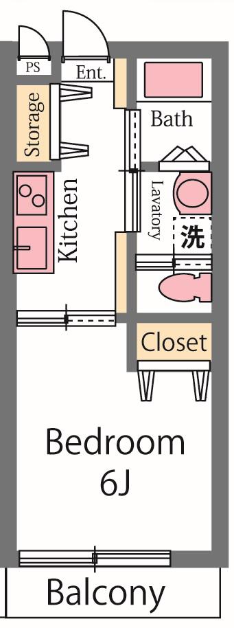 ゼラニウム(1K/2階)の間取り写真