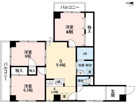 パークコート北堀江(3LDK/7階)の間取り写真