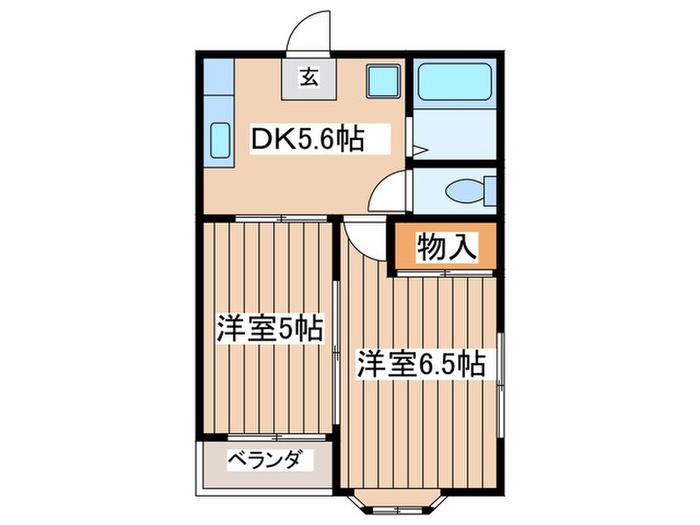 パルシティVIII(2DK/2階)の間取り写真