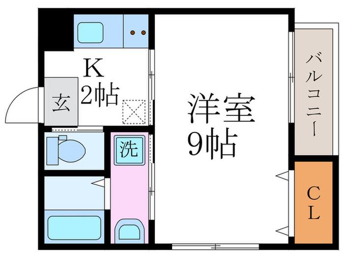 京OHBUIII(1K/3階)の間取り写真