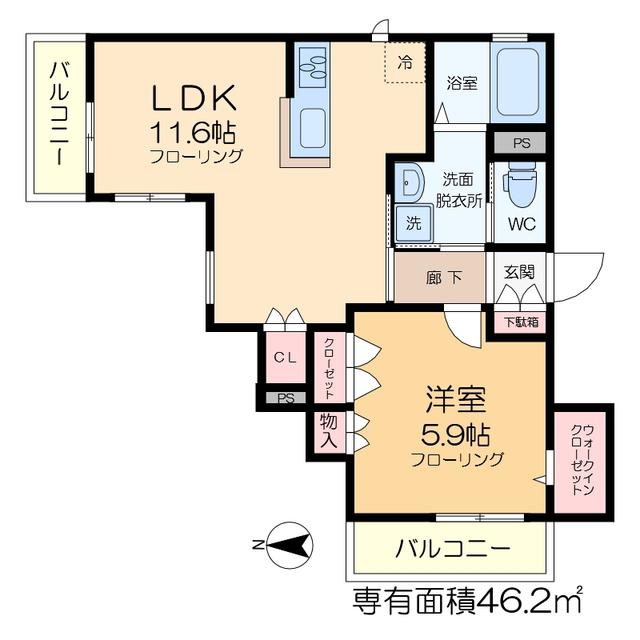 ユアスペース青戸(1LDK/4階)の間取り写真