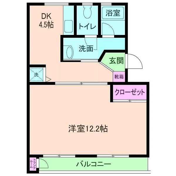 パークグリーン中島(1DK/2階)の間取り写真