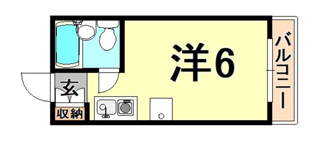 ライズワン阪急園田(ワンルーム/4階)の間取り写真