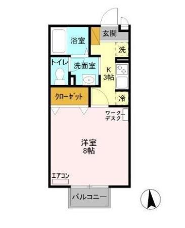 アークグレイス(1K/2階)の間取り写真