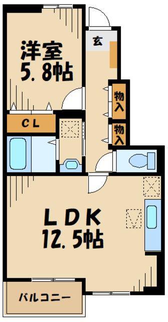 ルガート(1LDK/1階)の間取り写真