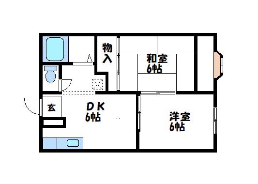 メゾンエスポア B(2DK/2階)の間取り写真