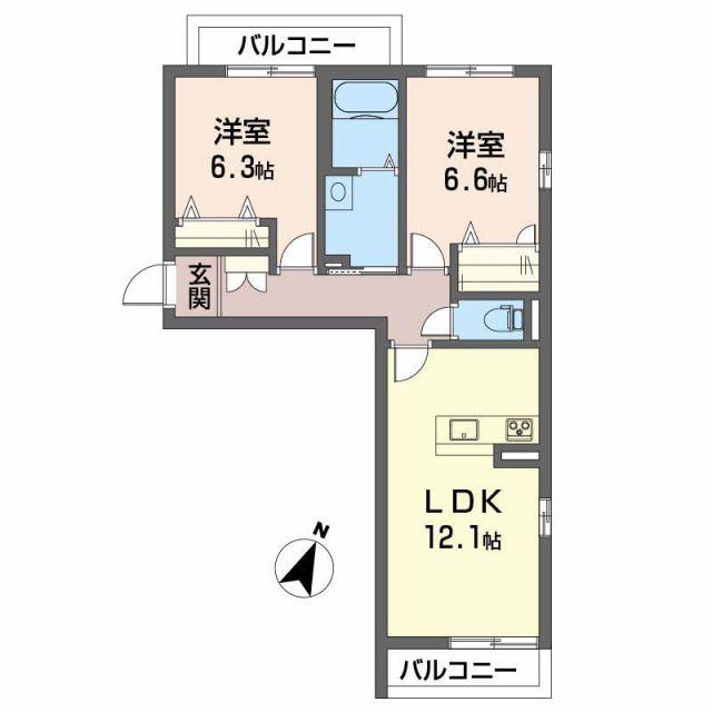 アーバンエクセルVIII(2LDK/1階)の間取り写真