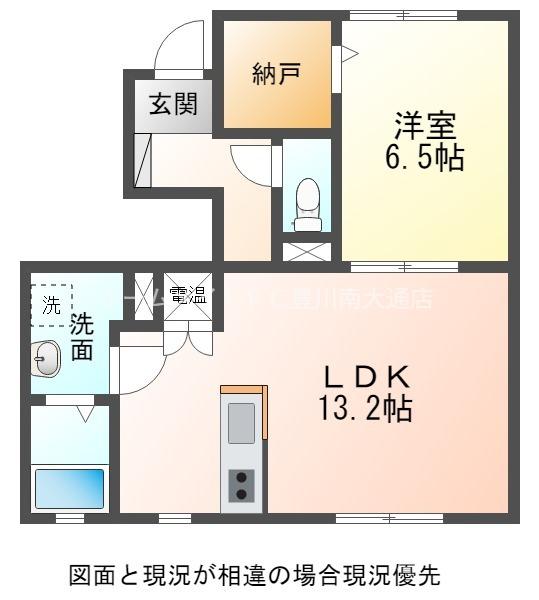 パーチェ B(1LDK/1階)の間取り写真