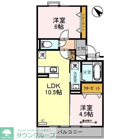 アンクレージュB(2LDK/3階)の間取り写真