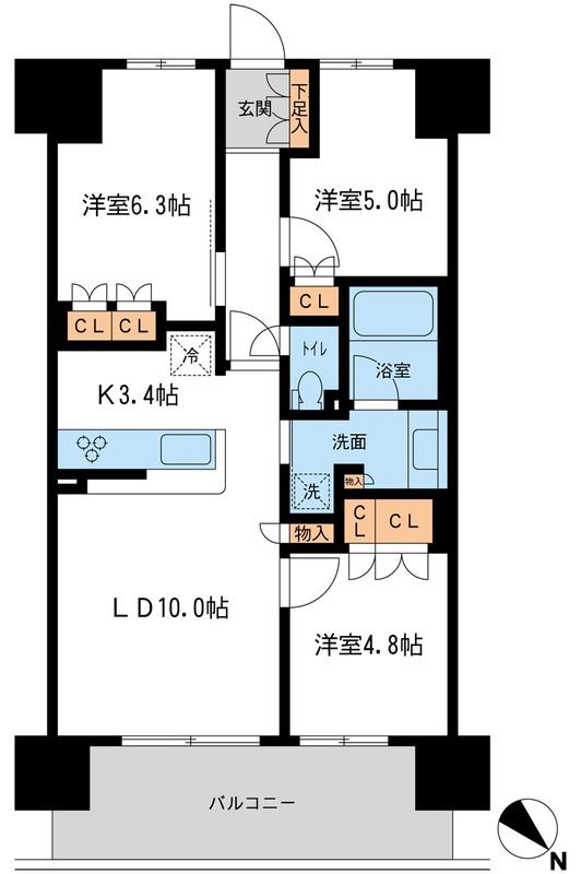 ブレス宮崎台(3LDK/3階)の間取り写真