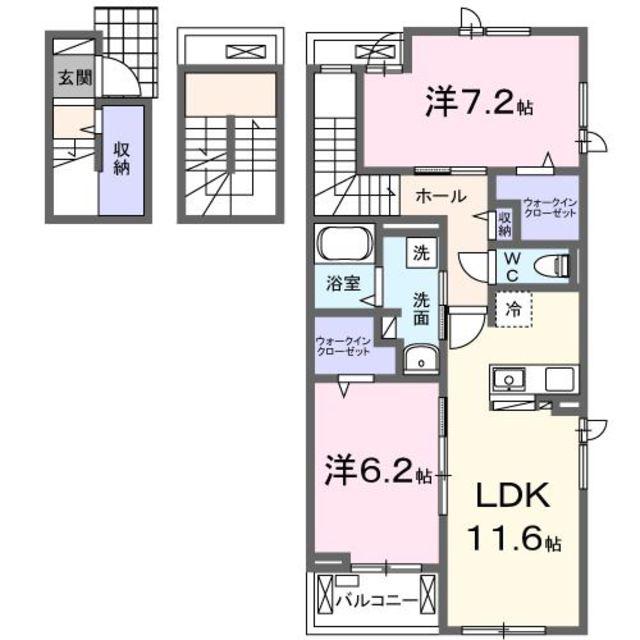 ボヌール・ド・コルザ(2LDK/3階)の間取り写真